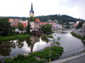 Pohled od vlakové zastávky na městečko Ledeč nad Sázavou 